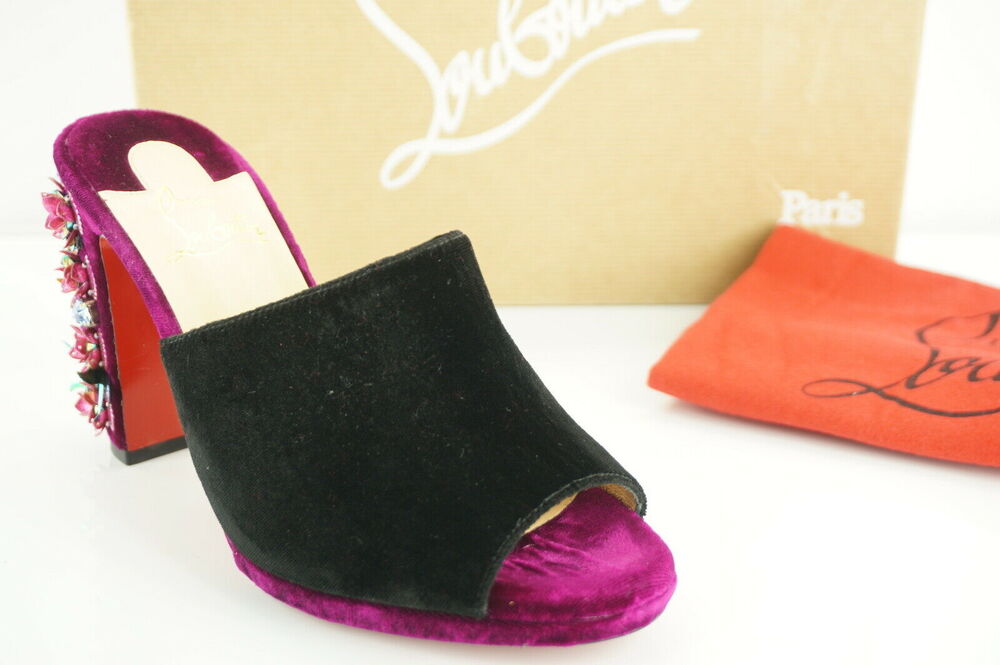 Christian Louboutin Donaflor Velvet Crystal Heel Mule Sandal